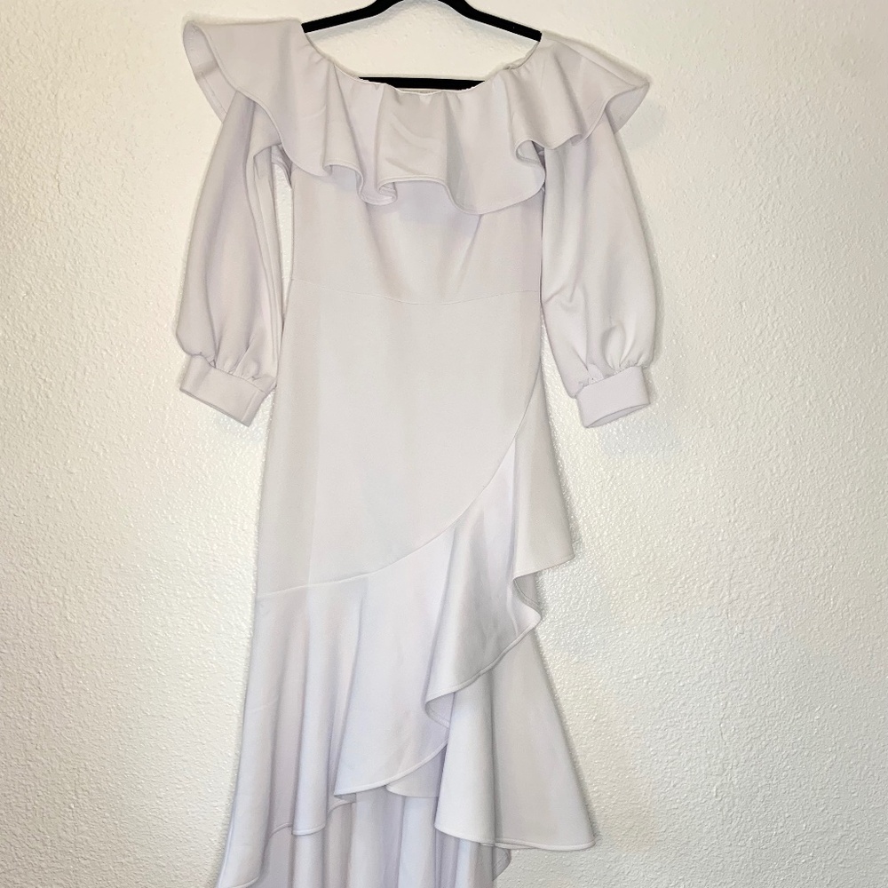 White Ruffled Hi-Low Dress | Flowy Layers | Romantic Statement